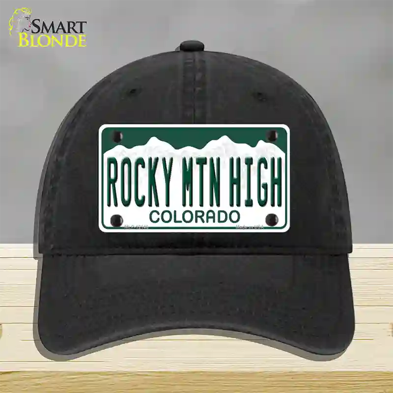 Rocky Mountain High Colorado Novelty License Plate Hat Unconstructed Cotton / Black