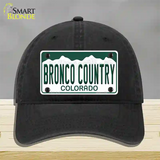 Bronco Country Colorado Novelty License Plate Hat Unconstructed Cotton / Black