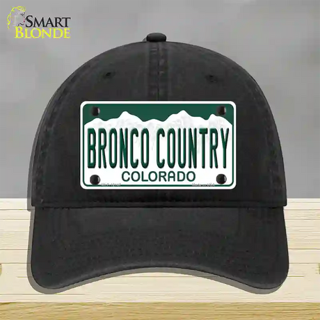 Bronco Country Colorado Novelty License Plate Hat Unconstructed Cotton / Black