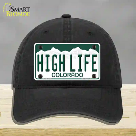 High Life Colorado Novelty License Plate Hat Unconstructed Cotton / Black