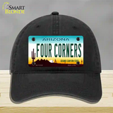 Four Corners Arizona Novelty License Plate Hat Unconstructed Cotton / Black