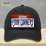 Utah Four Corners Novelty License Plate Hat Unconstructed Cotton / Black