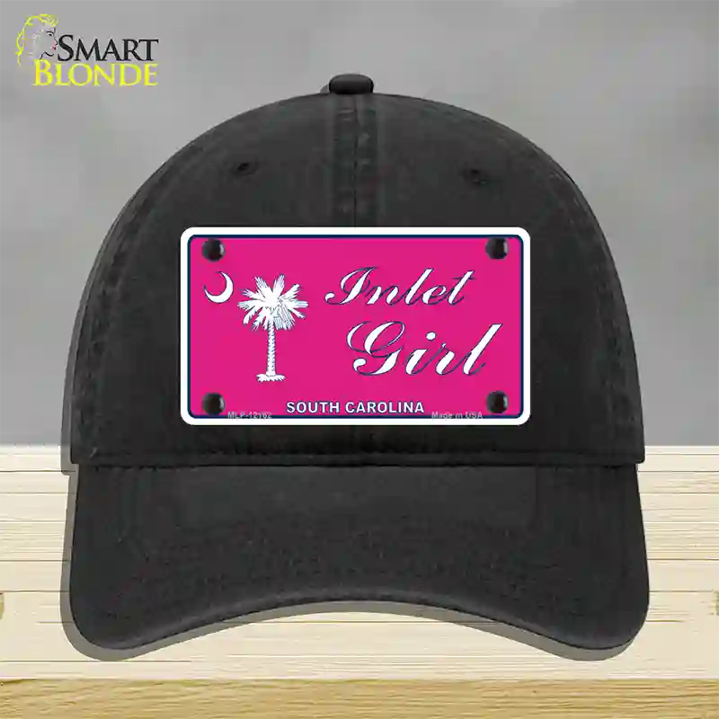 Inlet Girl SC Pink Novelty License Plate Hat Unconstructed Cotton / Black