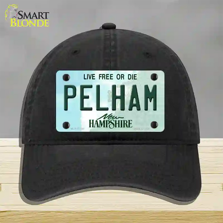 Pelham New Hampshire Novelty License Plate Hat Unconstructed Cotton / Black