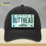 Butthead New Hampshire Novelty License Plate Hat Unconstructed Cotton / Black