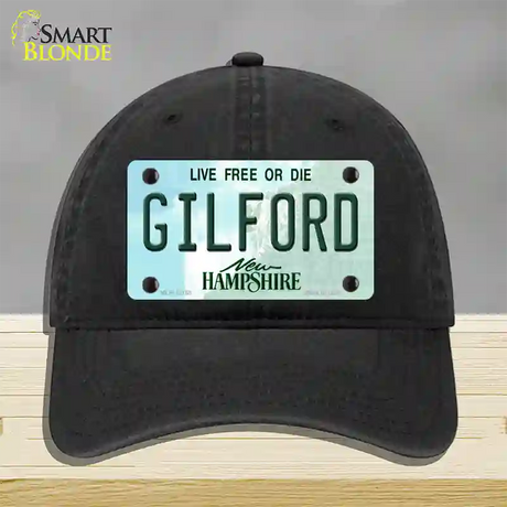 Gilford New Hampshire Novelty License Plate Hat Unconstructed Cotton / Black