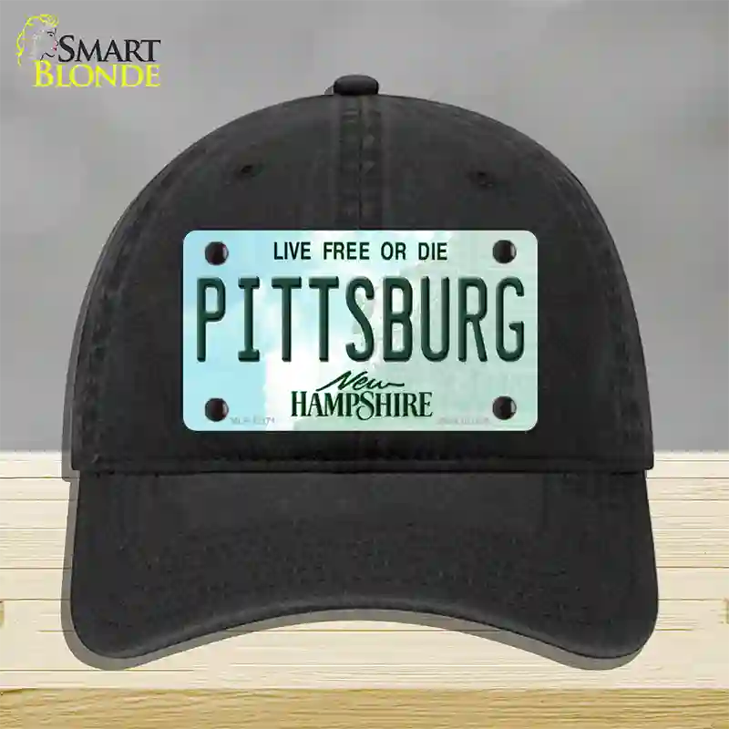 Pittsburg New Hampshire Novelty License Plate Hat Unconstructed Cotton / Black