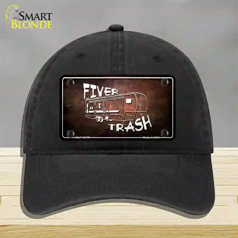 Fiver Trash Novelty License Plate Hat Unconstructed Cotton / Black