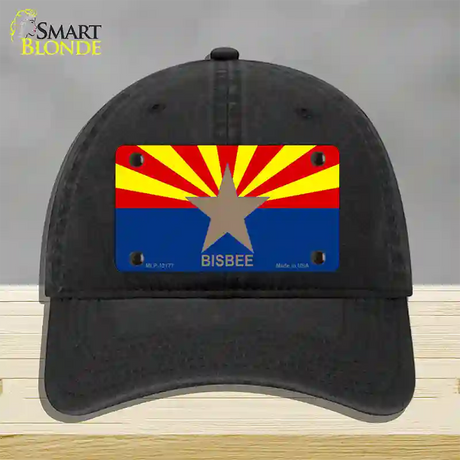 Bisbee Arizona Flag Novelty License Plate Hat Unconstructed Cotton / Black