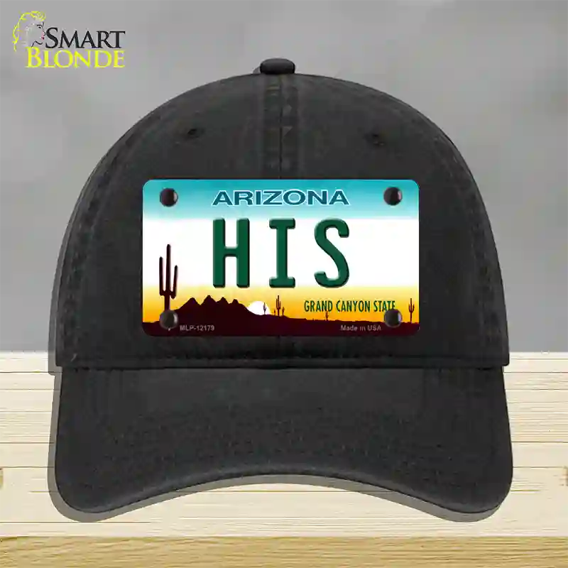 His Arizona Novelty License Plate Hat Unconstructed Cotton / Black