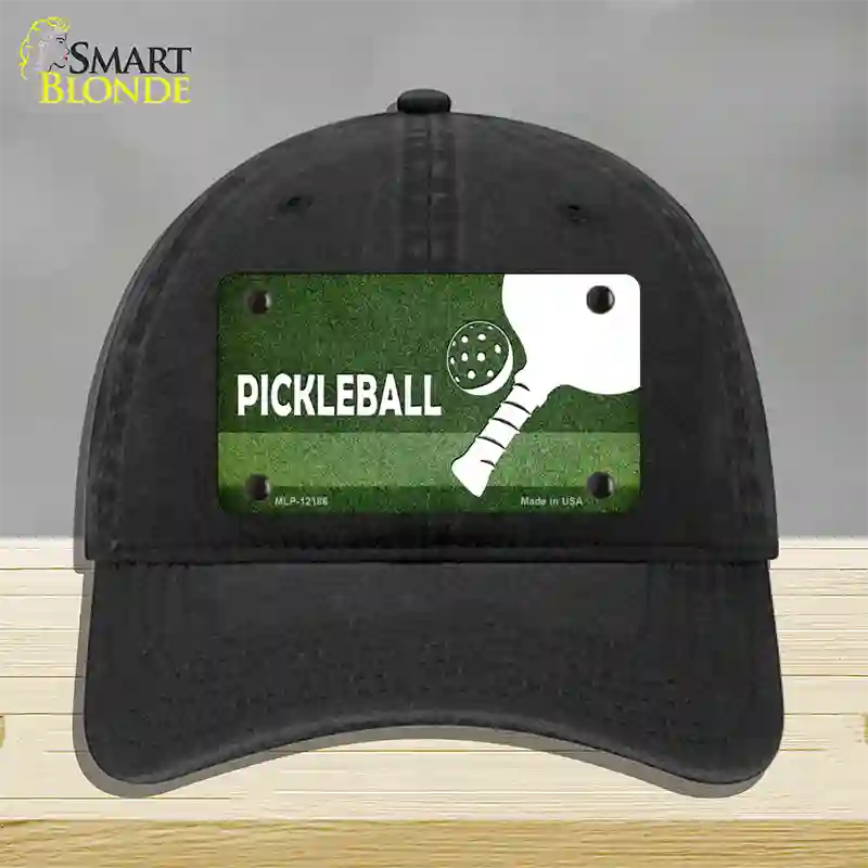 Pickleball Novelty License Plate Hat Unconstructed Cotton / Black