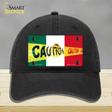 Caution Mexico Flag Novelty License Plate Hat Unconstructed Cotton / Black