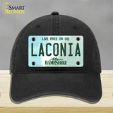 Laconia New Hampshire Novelty License Plate Hat Unconstructed Cotton / Black