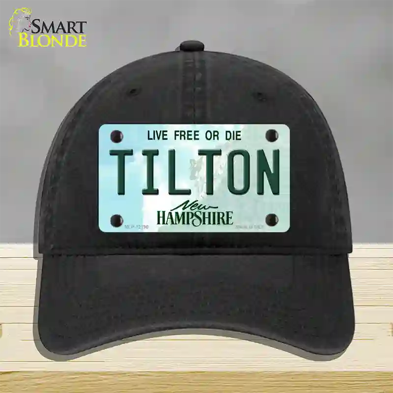 Tilton New Hampshire Novelty License Plate Hat Unconstructed Cotton / Black