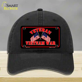 Vietnam War Veteran Novelty License Plate Hat Unconstructed Cotton / Black