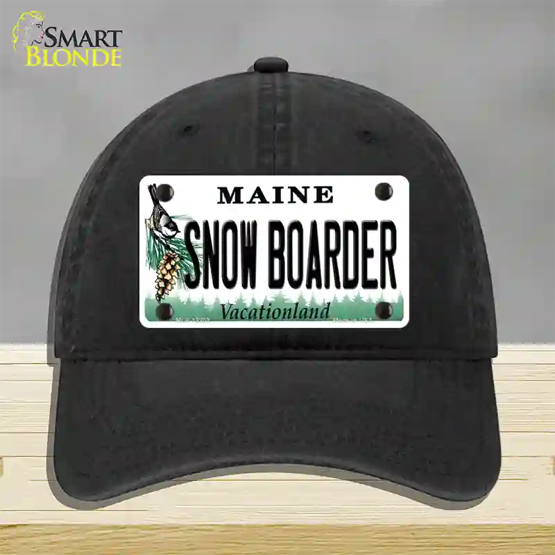 Snow Boarder Maine Novelty License Plate Hat Unconstructed Cotton / Black