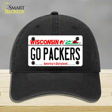 Go Packers Wisconsin Novelty License Plate Hat Unconstructed Cotton / Black