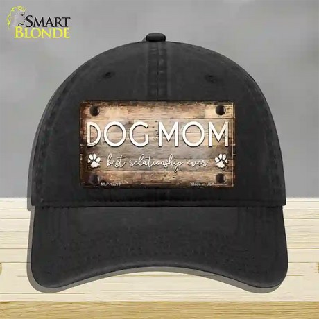 Dog Mom Novelty License Plate Hat Unconstructed Cotton / Black