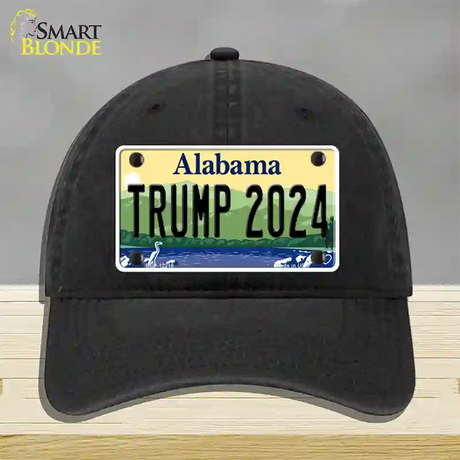 Trump 2024 Alabama Novelty License Plate Hat Unconstructed Cotton / Black