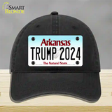 Trump 2024 Arkansas Novelty License Plate Hat Unconstructed Cotton / Black