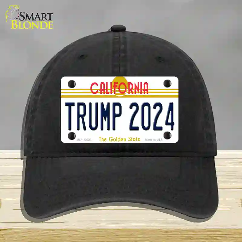 Trump 2024 California Novelty License Plate Hat Unconstructed Cotton / Black