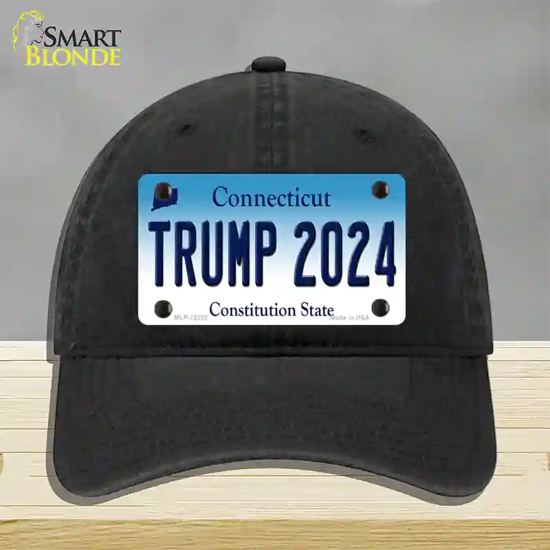 Trump 2024 Connecticut Novelty License Plate Hat Unconstructed Cotton / Black