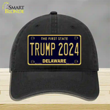 Trump 2024 Delaware Novelty License Plate Hat Unconstructed Cotton / Black