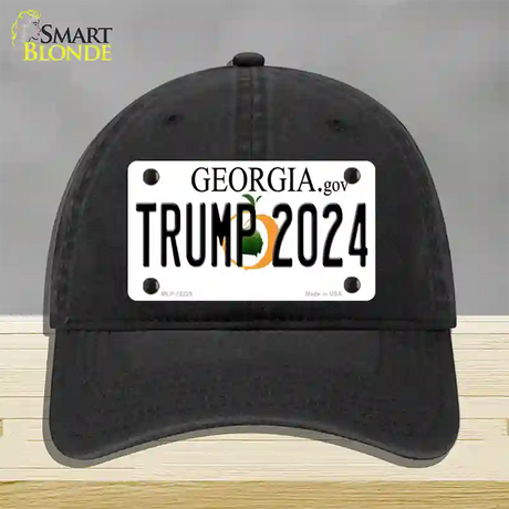 Trump 2024 Georgia Novelty License Plate Hat Unconstructed Cotton / Black