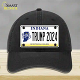 Trump 2024 Indiana Novelty License Plate Hat Unconstructed Cotton / Black