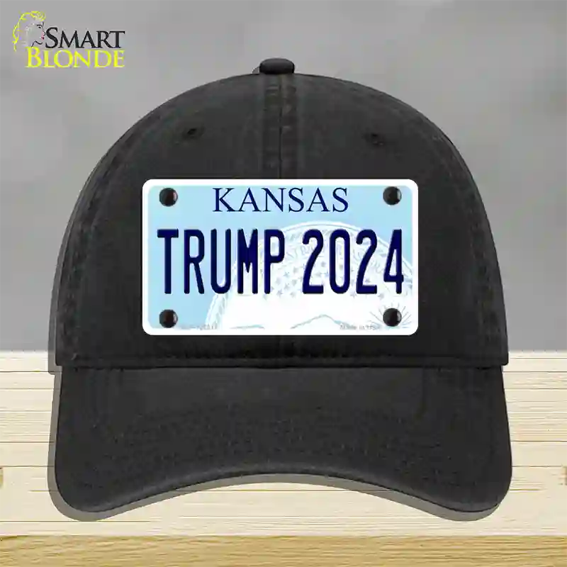 Trump 2024 Kansas Novelty License Plate Hat Unconstructed Cotton / Black