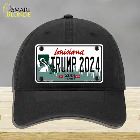 Trump 2024 Louisiana Novelty License Plate Hat Unconstructed Cotton / Black