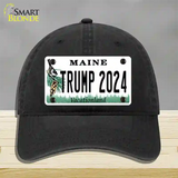 Trump 2024 Maine Novelty License Plate Hat Unconstructed Cotton / Black