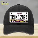 Trump 2024 Maryland Novelty License Plate Hat Unconstructed Cotton / Black