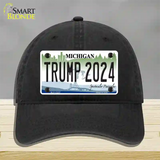 Trump 2024 Michigan Novelty License Plate Hat Unconstructed Cotton / Black