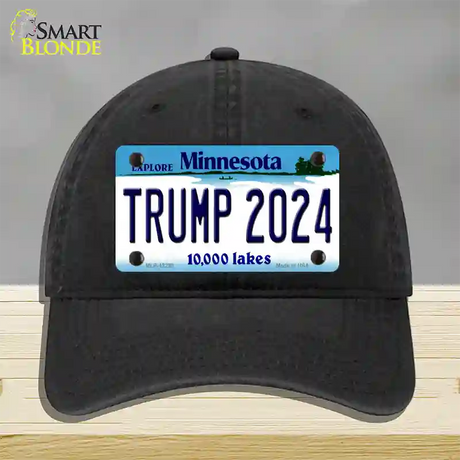 Trump 2024 Minnesota Novelty License Plate Hat Unconstructed Cotton / Black