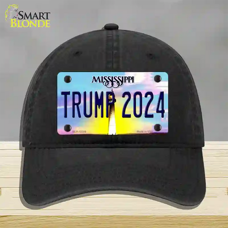 Trump 2024 Mississippi Novelty License Plate Hat Unconstructed Cotton / Black