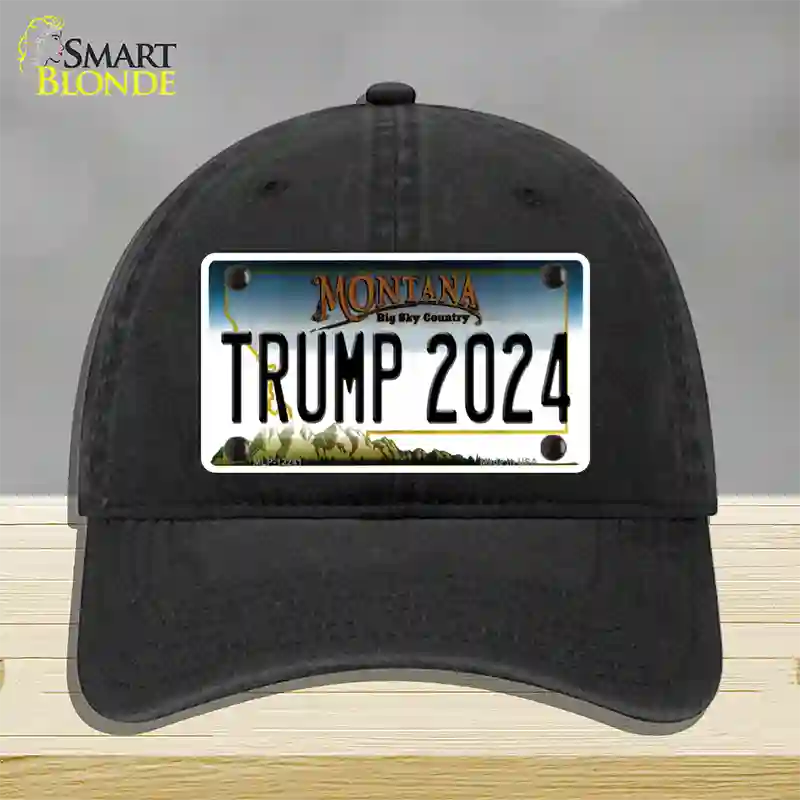 Trump 2024 Montana Novelty License Plate Hat Unconstructed Cotton / Black