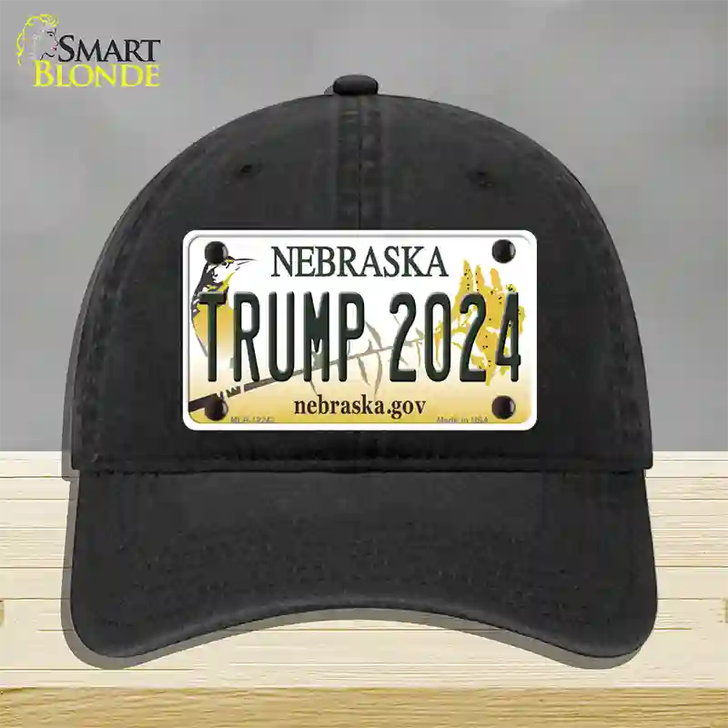 Trump 2024 Nebraska Novelty License Plate Hat Unconstructed Cotton / Black