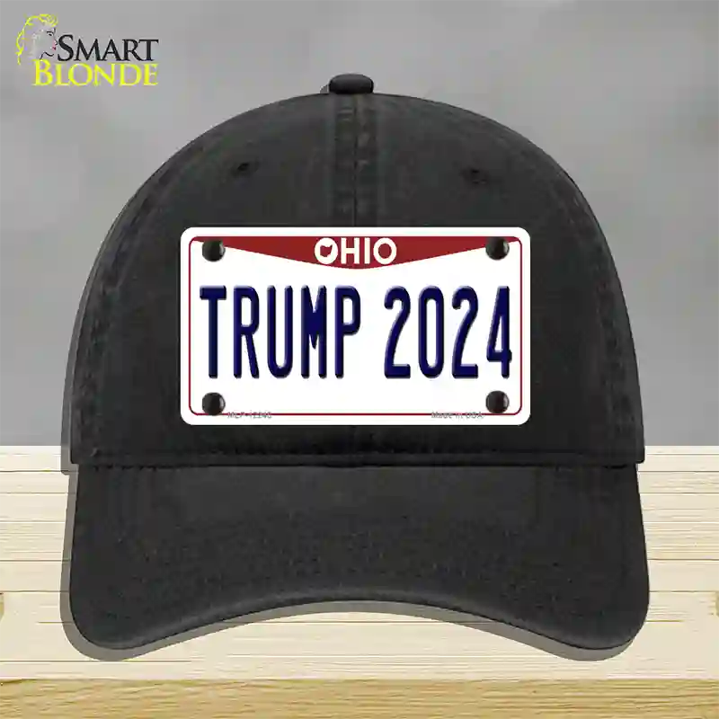 Trump 2024 Ohio Novelty License Plate Hat Unconstructed Cotton / Black