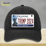 Trump 2024 Oklahoma Novelty License Plate Hat Unconstructed Cotton / Black