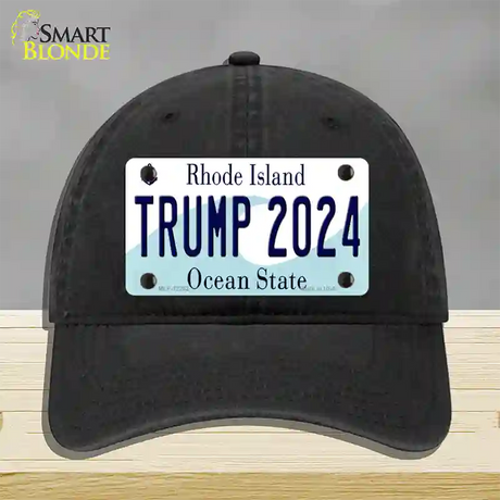 Trump 2024 Rhode Island Novelty License Plate Hat Unconstructed Cotton / Black