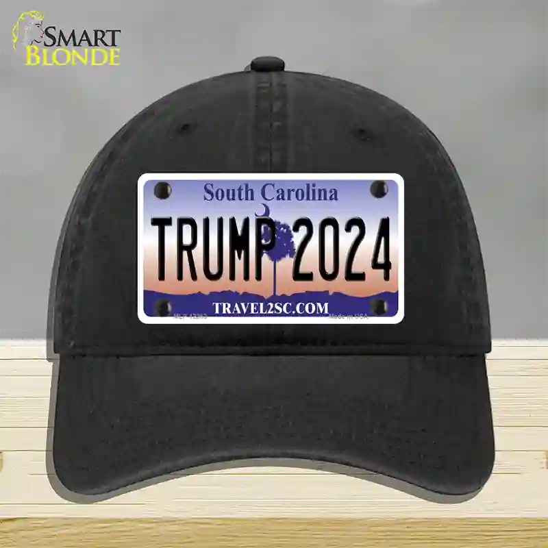 Trump 2024 South Carolina Novelty License Plate Hat Unconstructed Cotton / Black