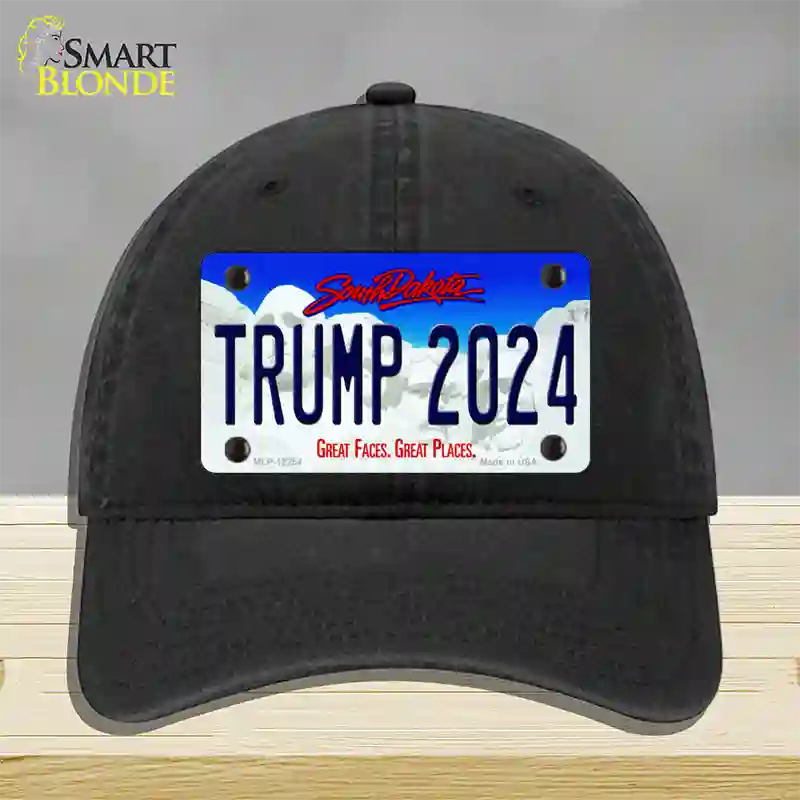 Trump 2024 South Dakota Novelty License Plate Hat Unconstructed Cotton / Black