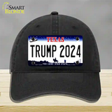 Trump 2024 Texas Novelty License Plate Hat Unconstructed Cotton / Black