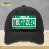 Trump 2024 Vermont Novelty License Plate Hat Unconstructed Cotton / Black