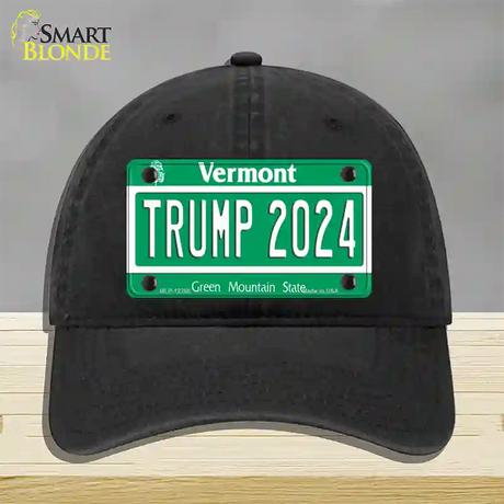 Trump 2024 Vermont Novelty License Plate Hat Unconstructed Cotton / Black