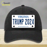 Trump 2024 Virginia Novelty License Plate Hat Unconstructed Cotton / Black