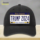 Trump 2024 West Virginia Novelty License Plate Hat Unconstructed Cotton / Black