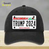 Trump 2024 Wisconsin Novelty License Plate Hat Unconstructed Cotton / Black