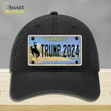 Trump 2024 Wyoming Novelty License Plate Hat Unconstructed Cotton / Black